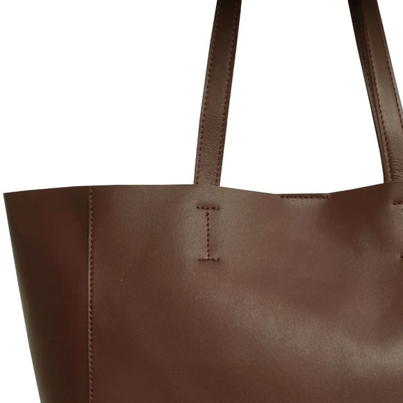 NWT Tan Real Leather lined Designer Tote Bag - Picture 5 of 6